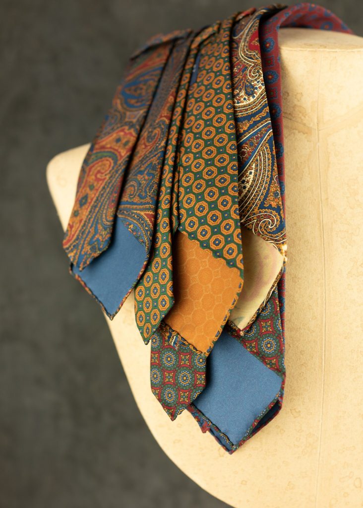 hn white printed silk ties