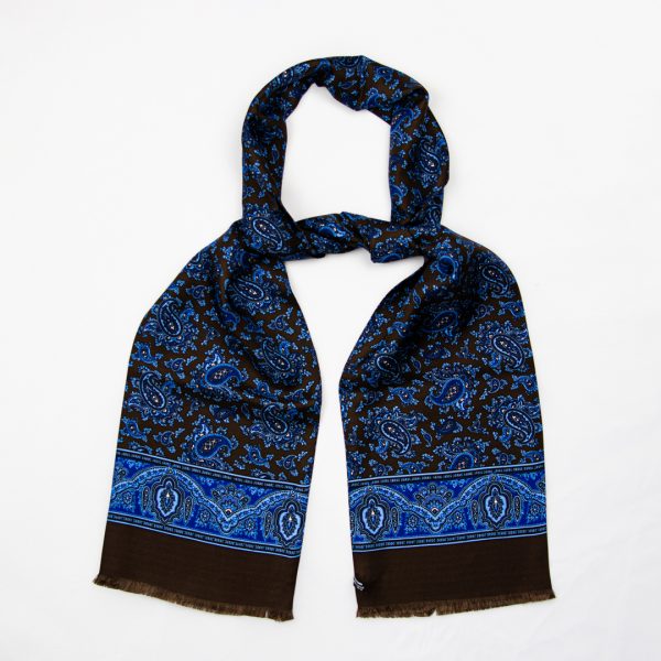Classic Paisley Silk Scarf - Brown