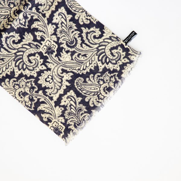 Mono paisley silk scarf - Navy