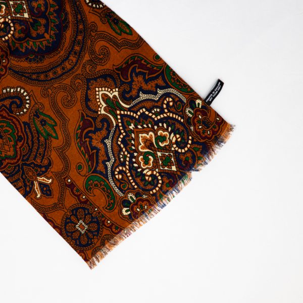 Oriental Paisley Silk Scarf - Rust